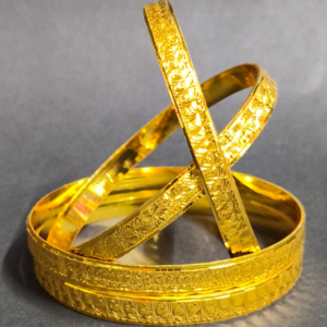 Royal Floral Engraved Gold Polish Bangles