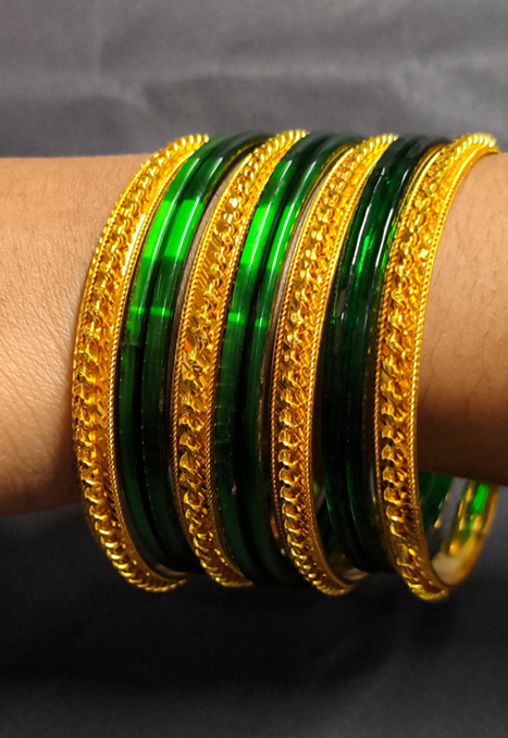 Antique Handcrafted Designer Gold Polish Bangles - Image 3